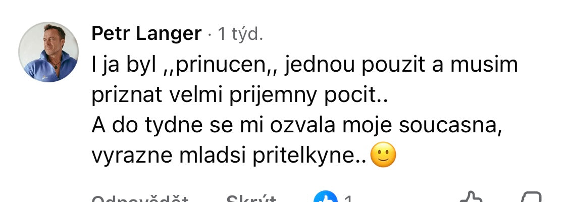 Komentář zákazníka Petra o příjemném pocitu z masky