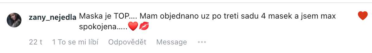 Komentář spokojené zákaznice, která objednala třetí sadu